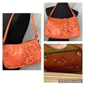 Patricia Nash Petals Coral Leather HARTFORD Shoulder Bag orange NWOT